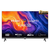 شاشه هاير سمارت إل إي دي 32 بوصة بدقة HD مع ريسيفر مدمج أسود H32K80E