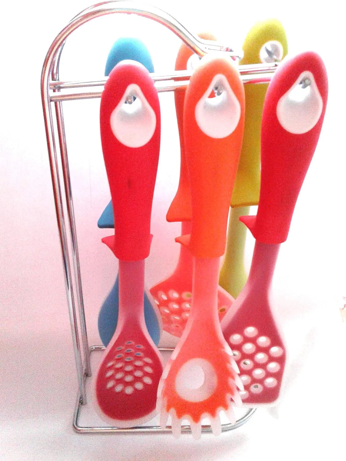 طقم توزيع سيليكون 6 قطع مع حامل ستانلس – ألوان متعددة | آمن لغسالة الأطباق ومقاوم للحرارة