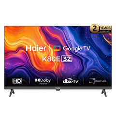 شاشه هاير سمارت إل إي دي 32 بوصة بدقة HD مع ريسيفر مدمج أسود H32K80E