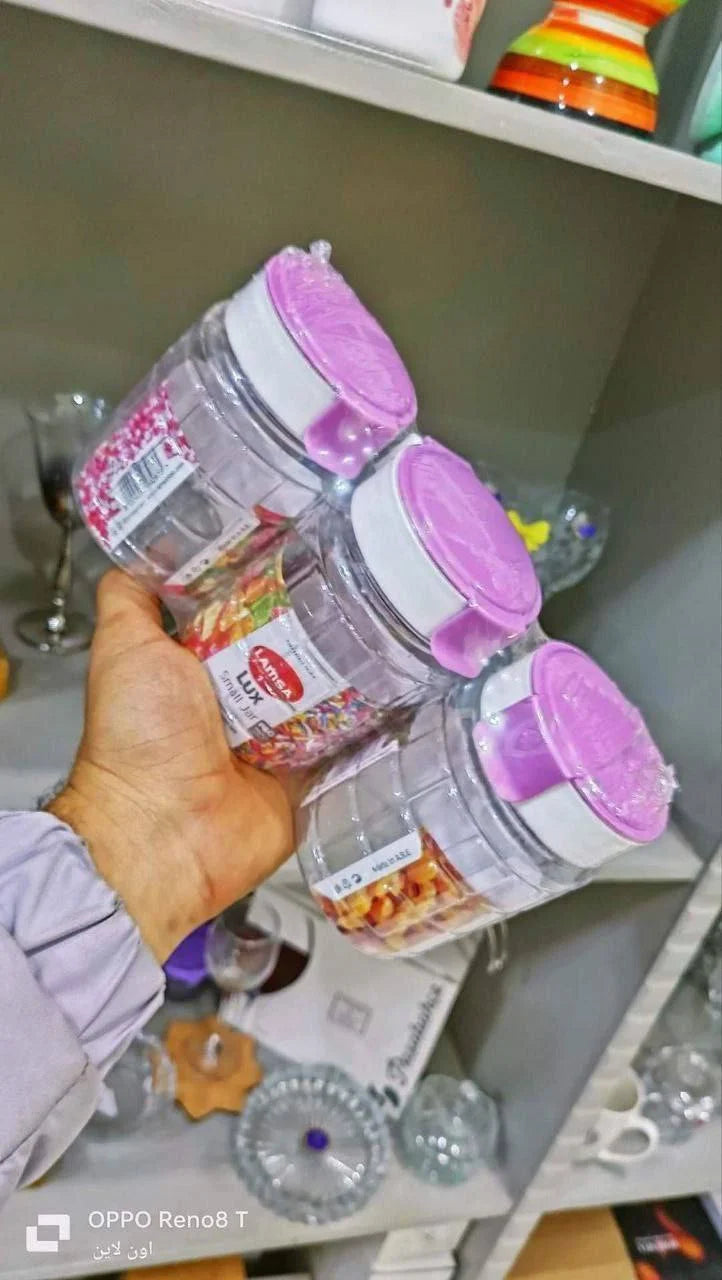 طقم برطمان لوكس ثلاثي لمسه 3قطعه بلاستيك سعة 450 ملي